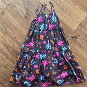 Tropical Print Sleeveless Dress-gently worn
